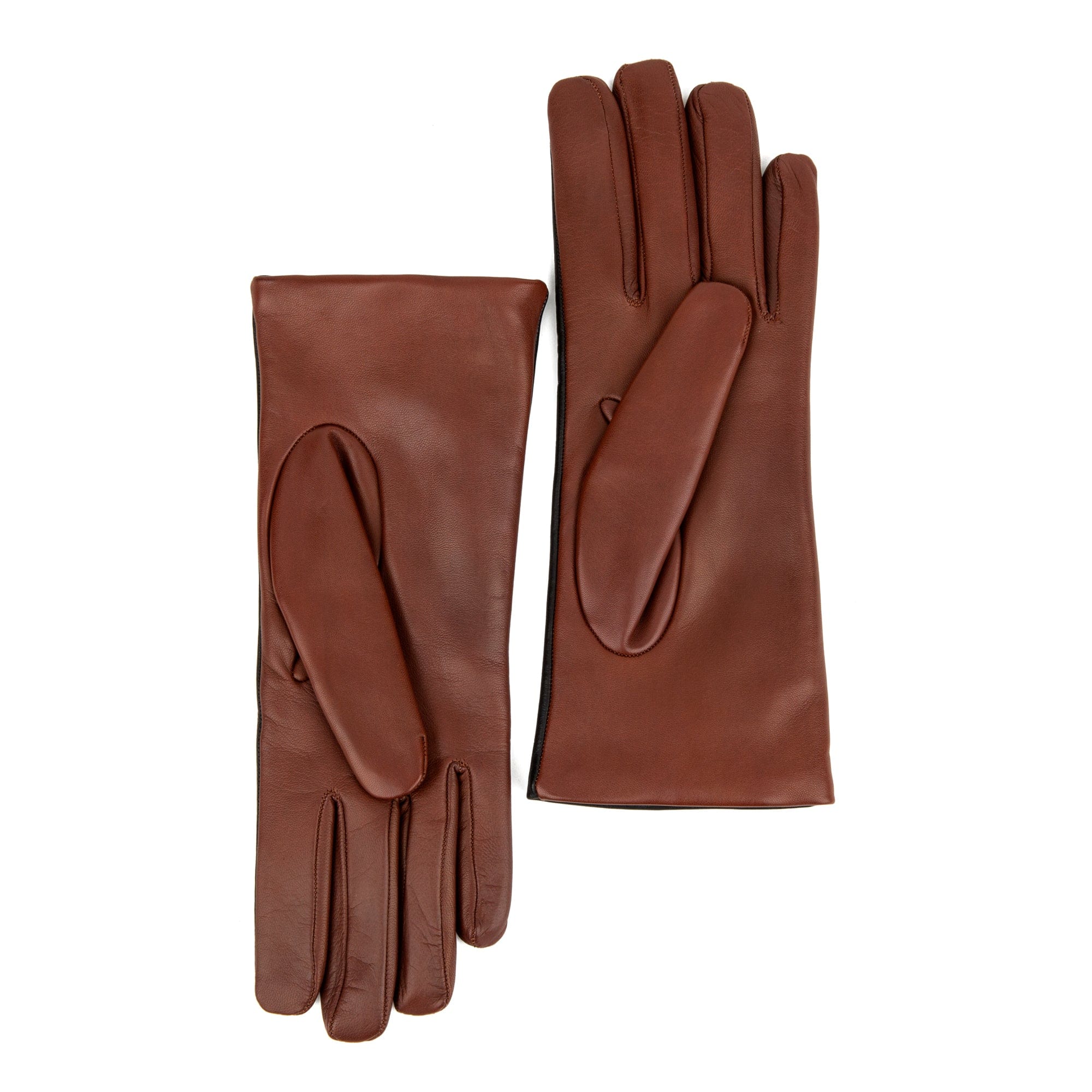 Reheat - Black & Brown - Women's Italian leather gloves wool lined in black & brown