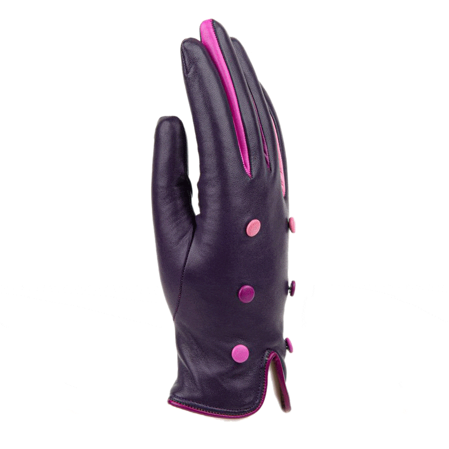 Toasty - Purple - Women's quality purple Italian leather gloves wool lined