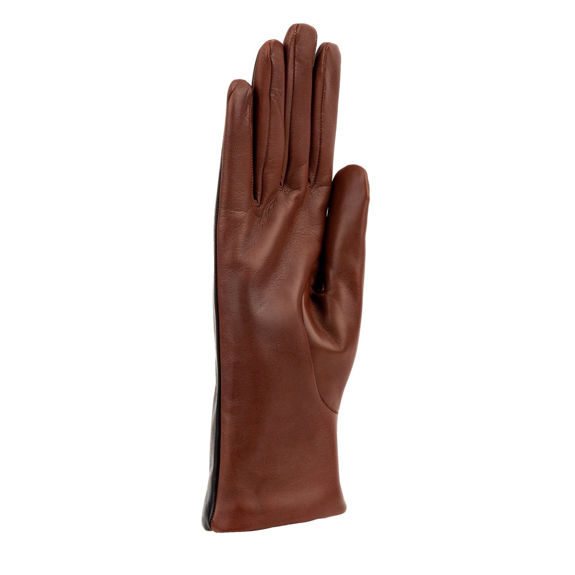 Reheat - Black & Brown - Women's Italian leather gloves wool lined in black & brown