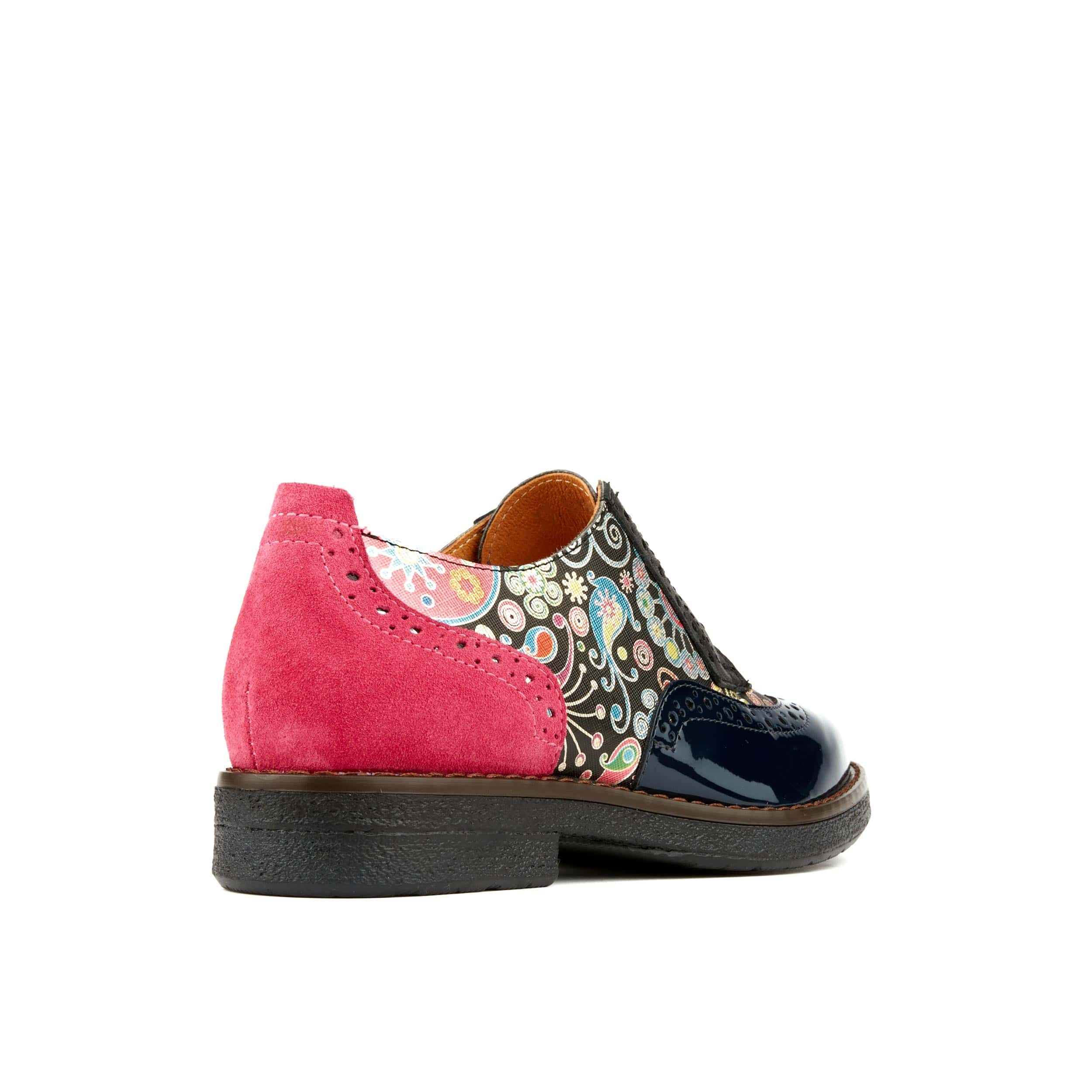 The Artist - Navy Pink - Women's leather lace-up shoe with brogue detailing