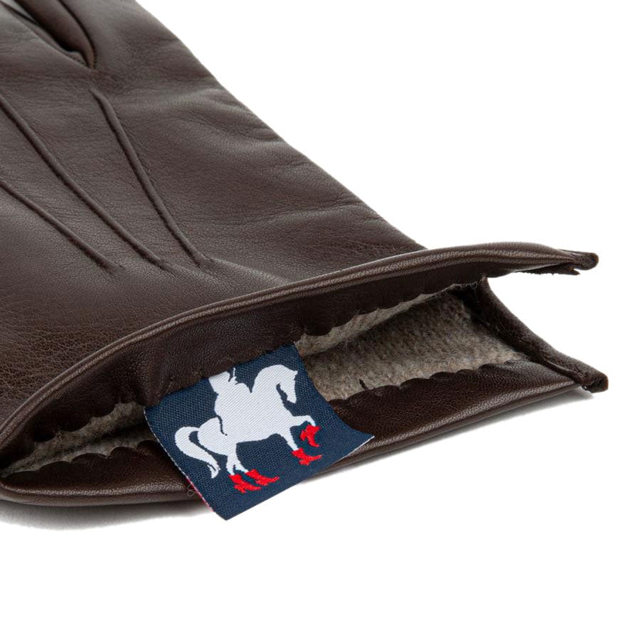 Thaw - Dark Brown - Men's genuine Italian leather gloves with thin wool lining
