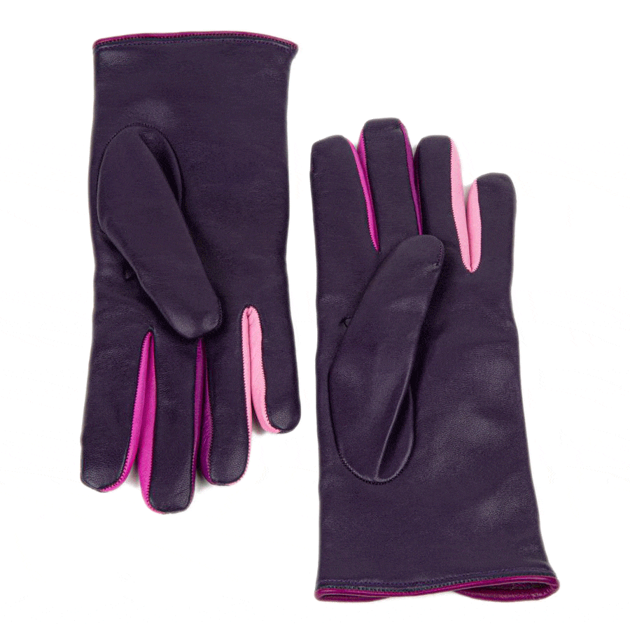 Toasty - Purple - Women's quality purple Italian leather gloves wool lined