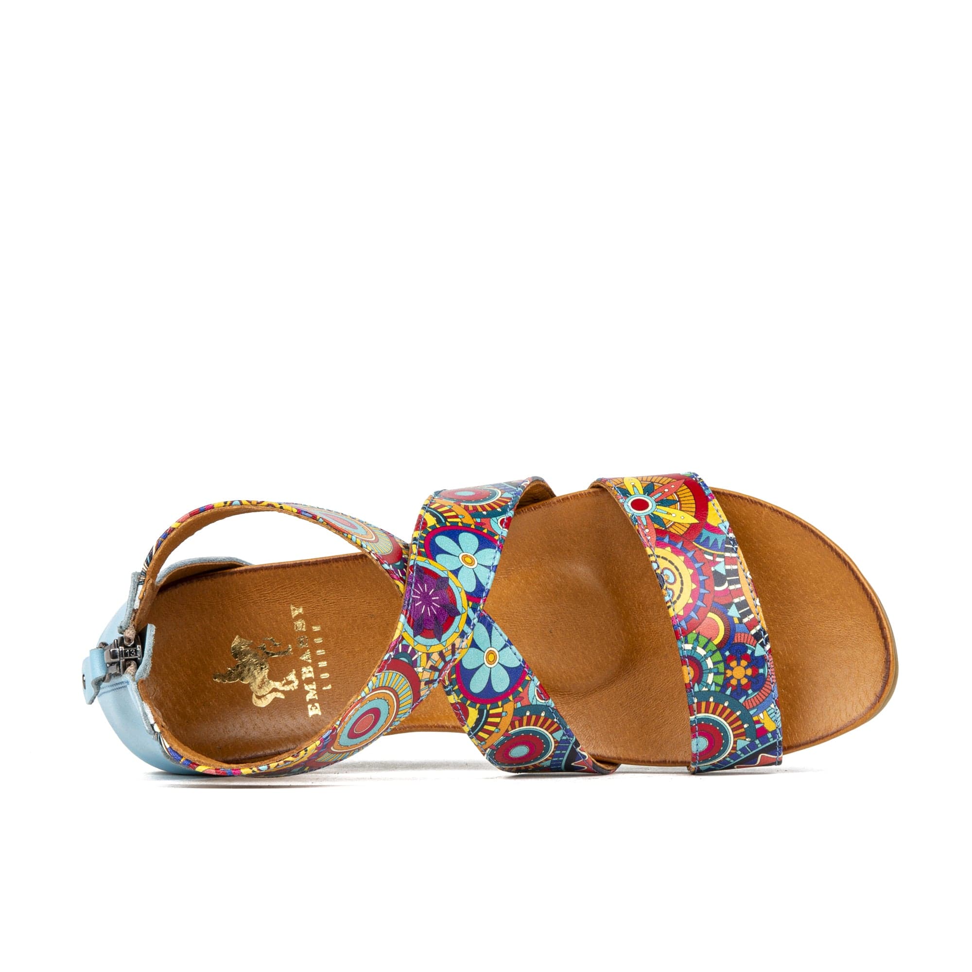 Isabella - Blue Signature - Women's cross strap sandal with covered heel