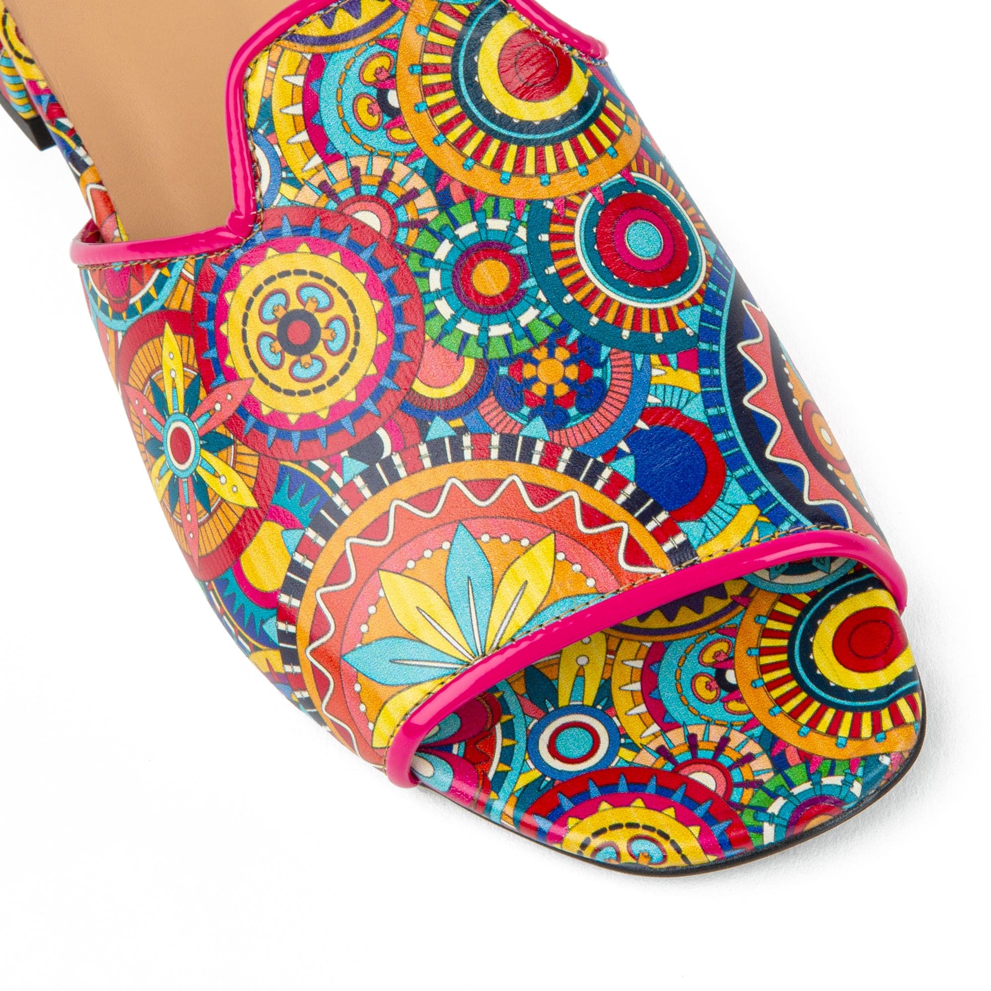 South Beach - Signature - Women's fully leather lined flat sliders in multi colour