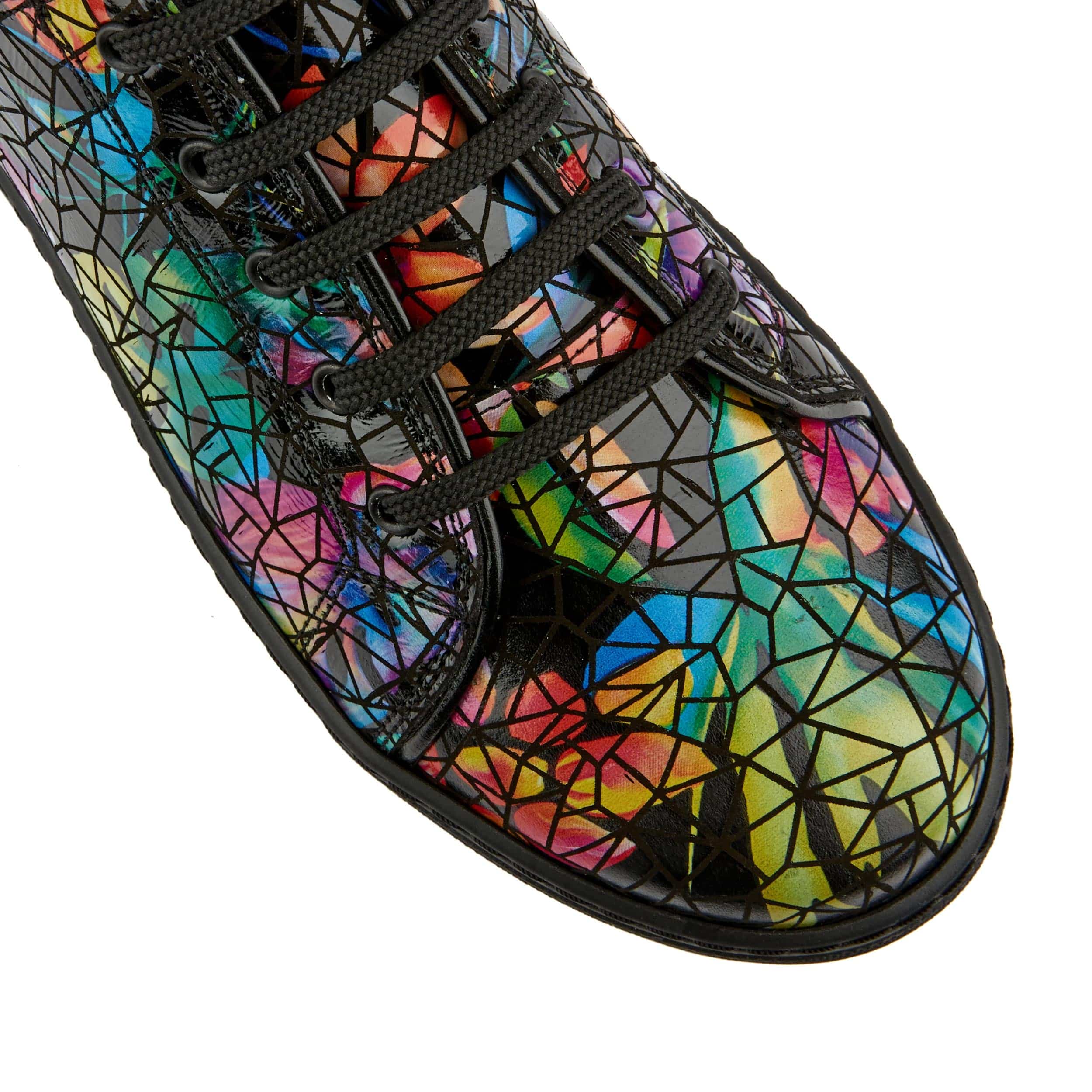 Camila - Dark Tropical - Women's platform sole leather lace-up trainer