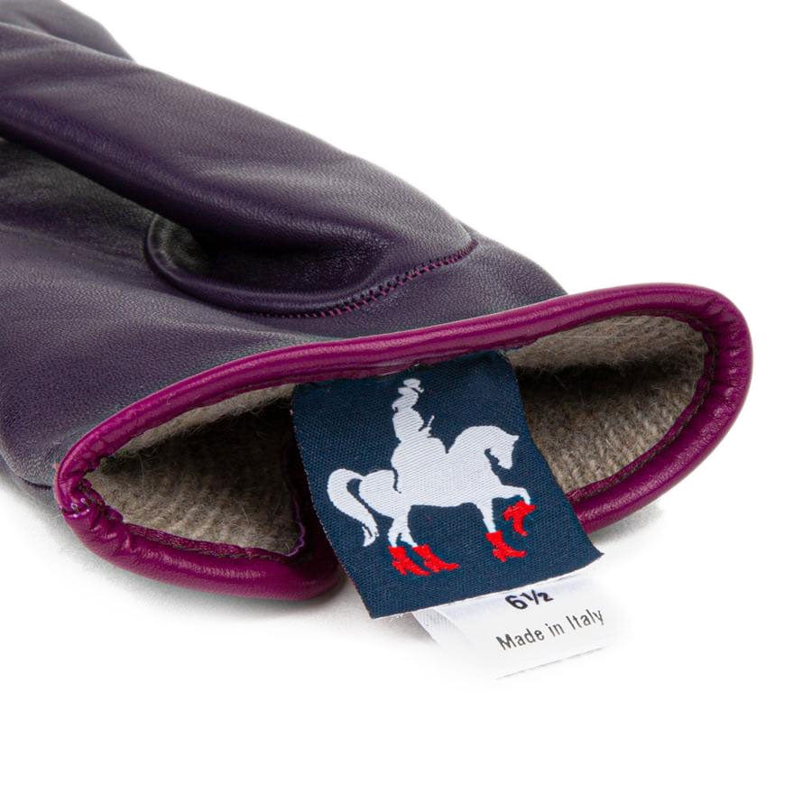 Toasty - Purple - Women's quality purple Italian leather gloves wool lined