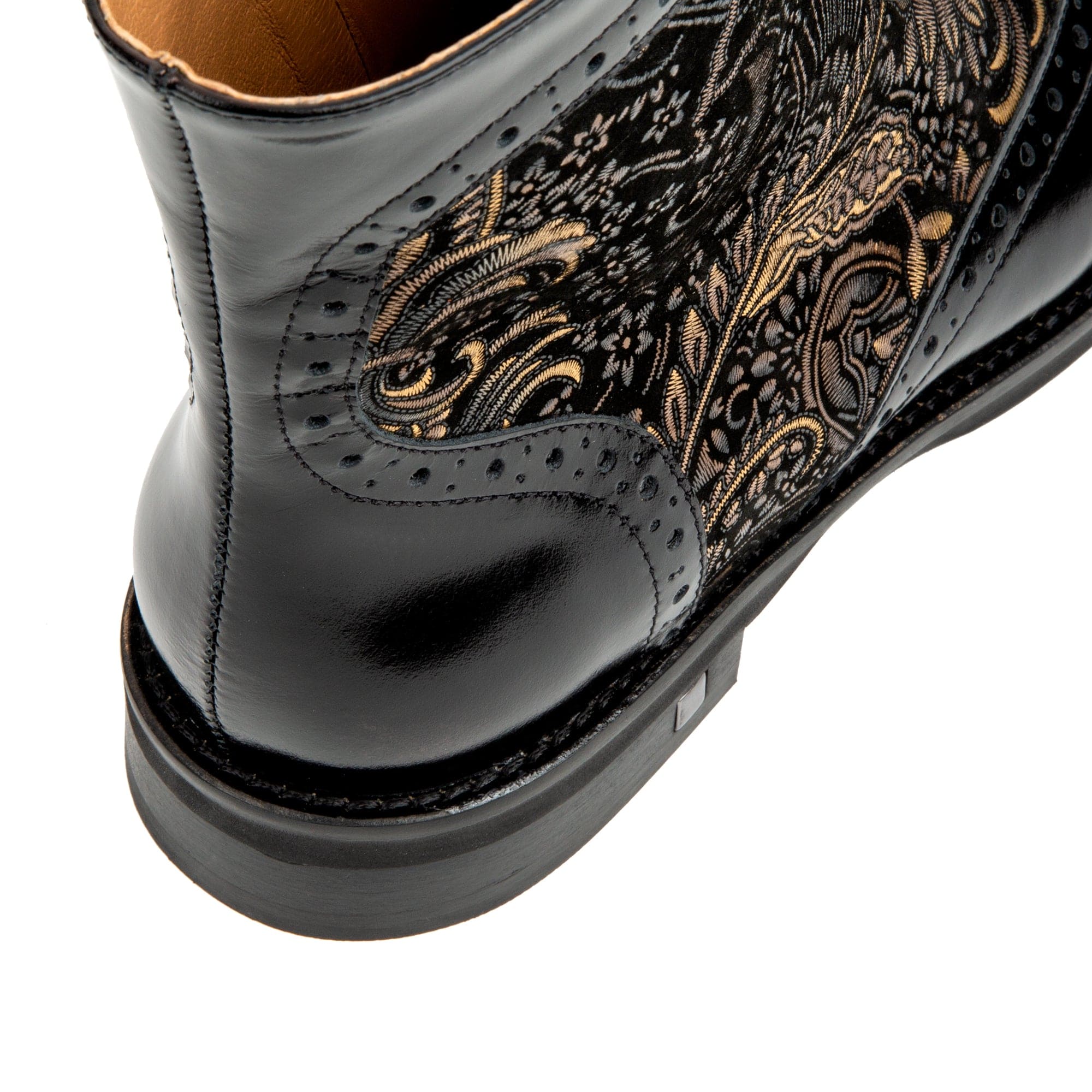 Mantis - Black Gold - Women's above-the-ankle lace-up boot with brogue & paisley detailing