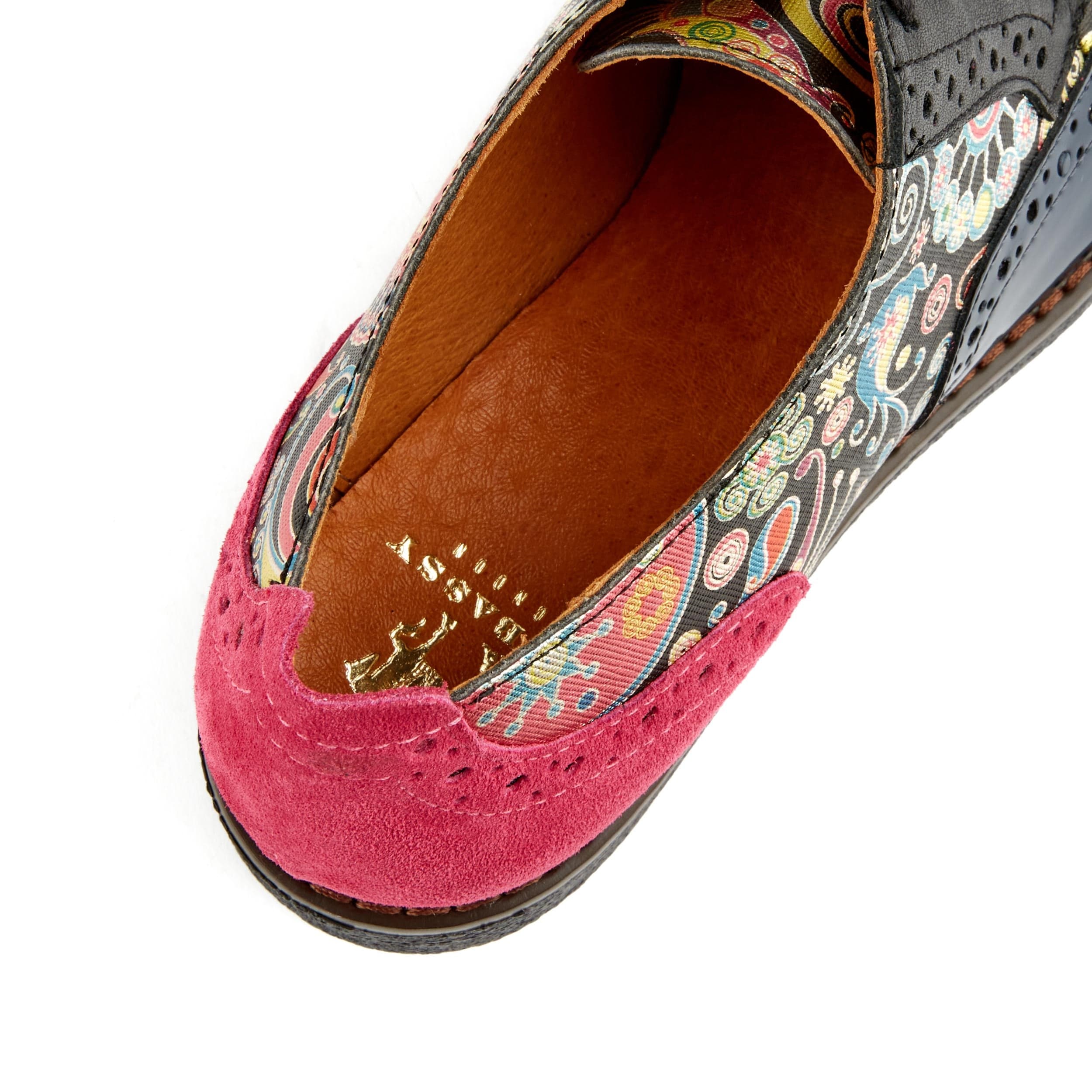 The Artist - Navy Pink - Women's leather lace-up shoe with brogue detailing