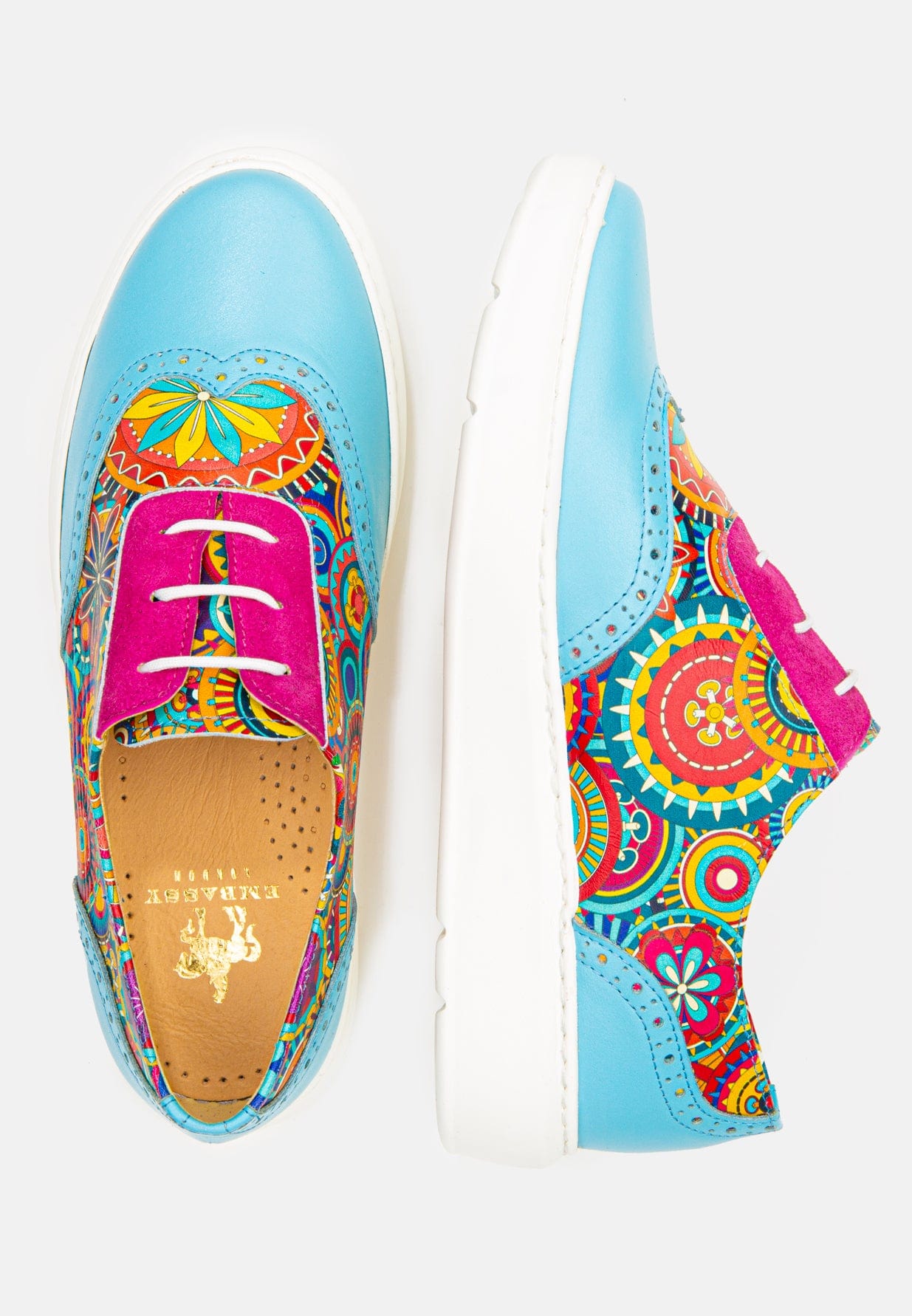 Colorado - Light Blue Signature - Women's lightweight EVA sole trainer with brogue details