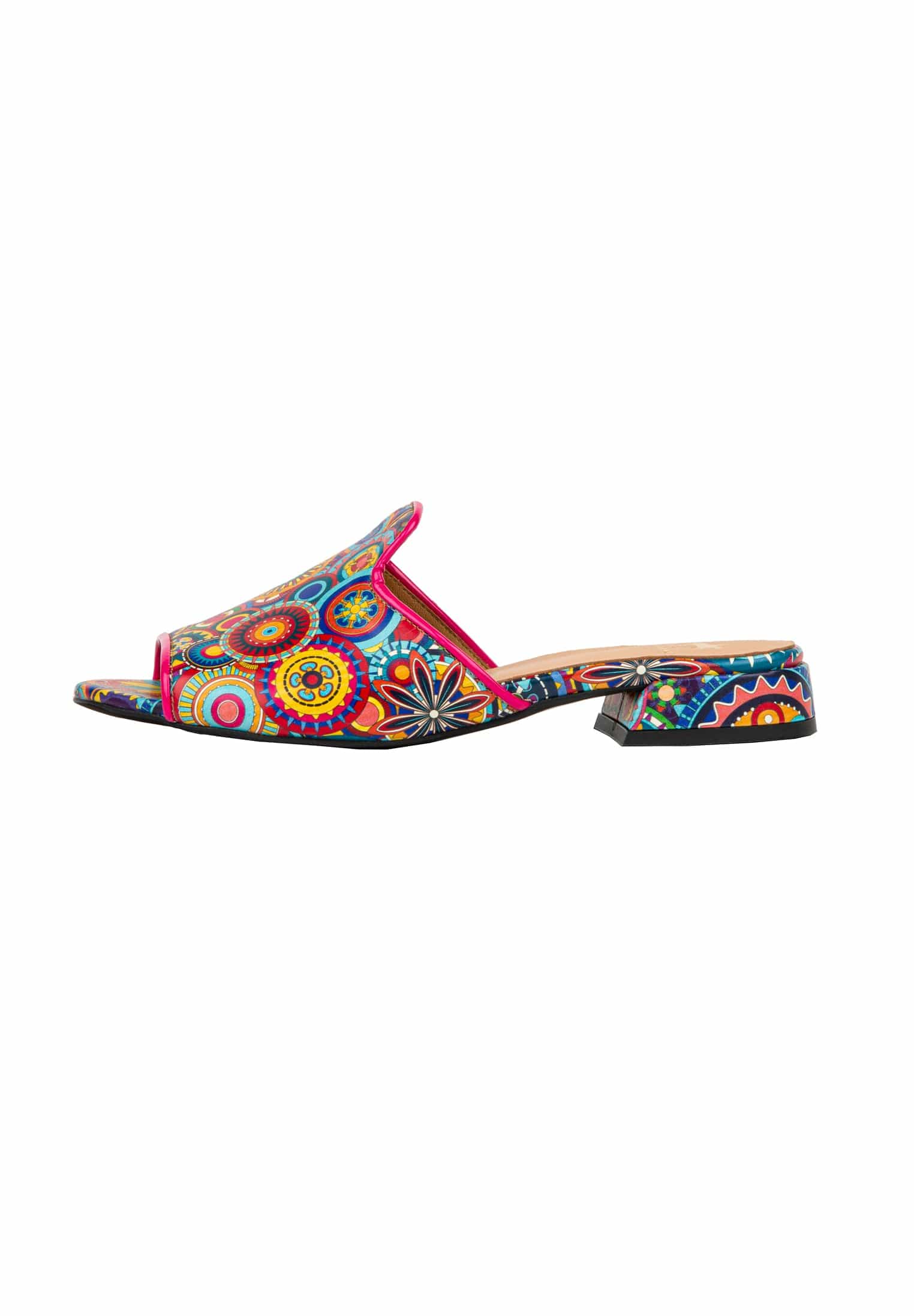 South Beach - Signature - Women's fully leather lined flat sliders in multi colour