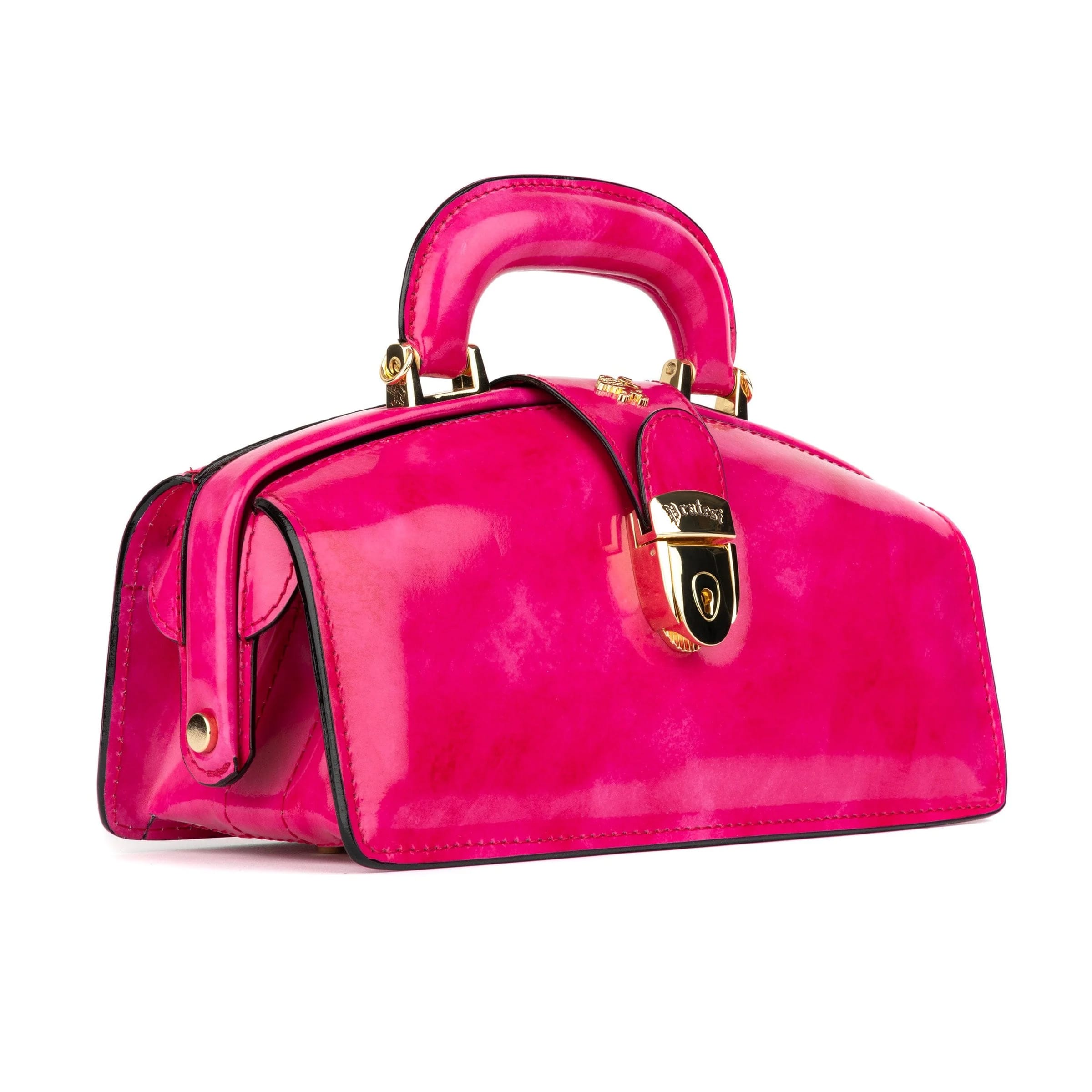 Gazelle - Pink - Top handle bag with key lock in pink smooth genuine leather