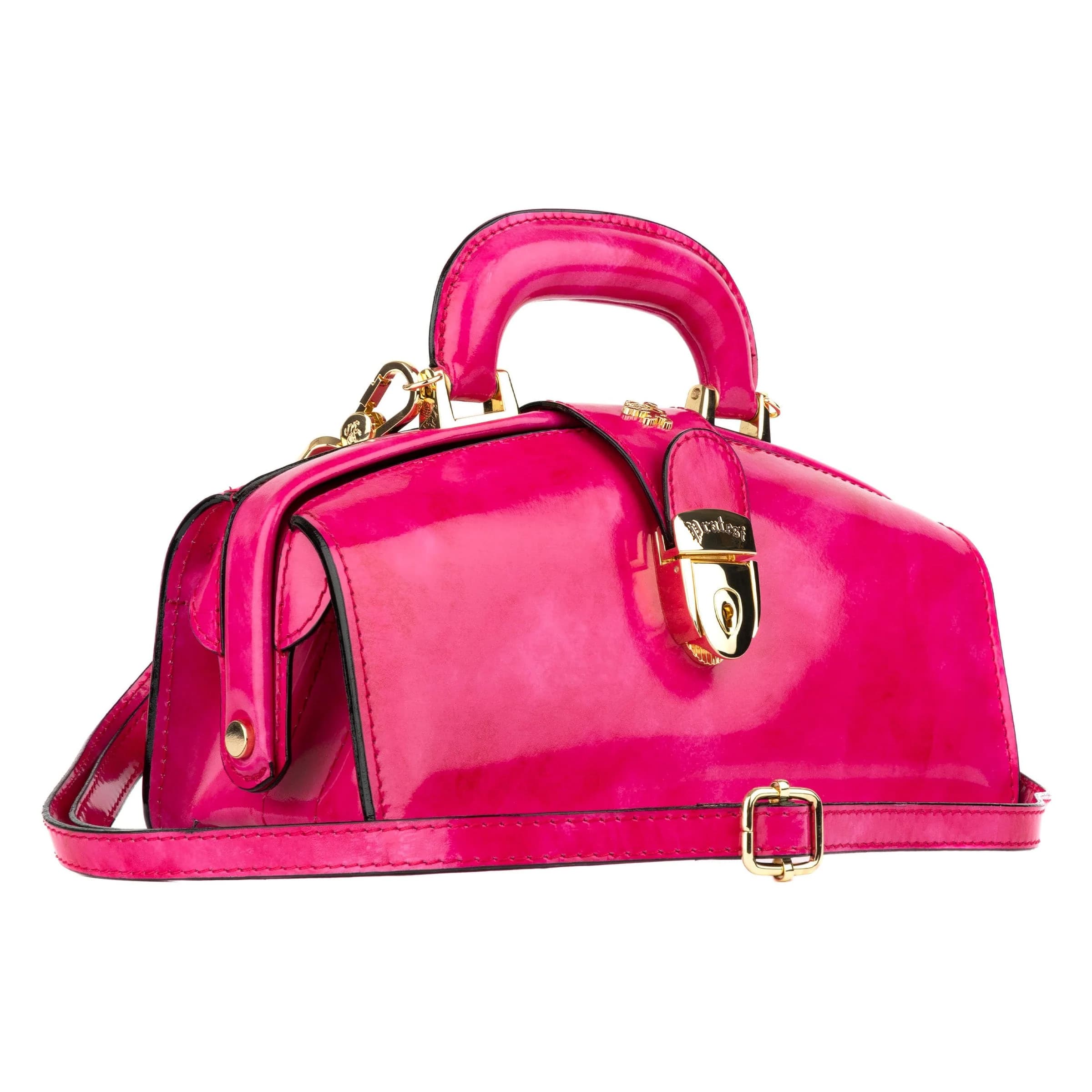 Gazelle - Pink - Top handle bag with key lock in pink smooth genuine leather
