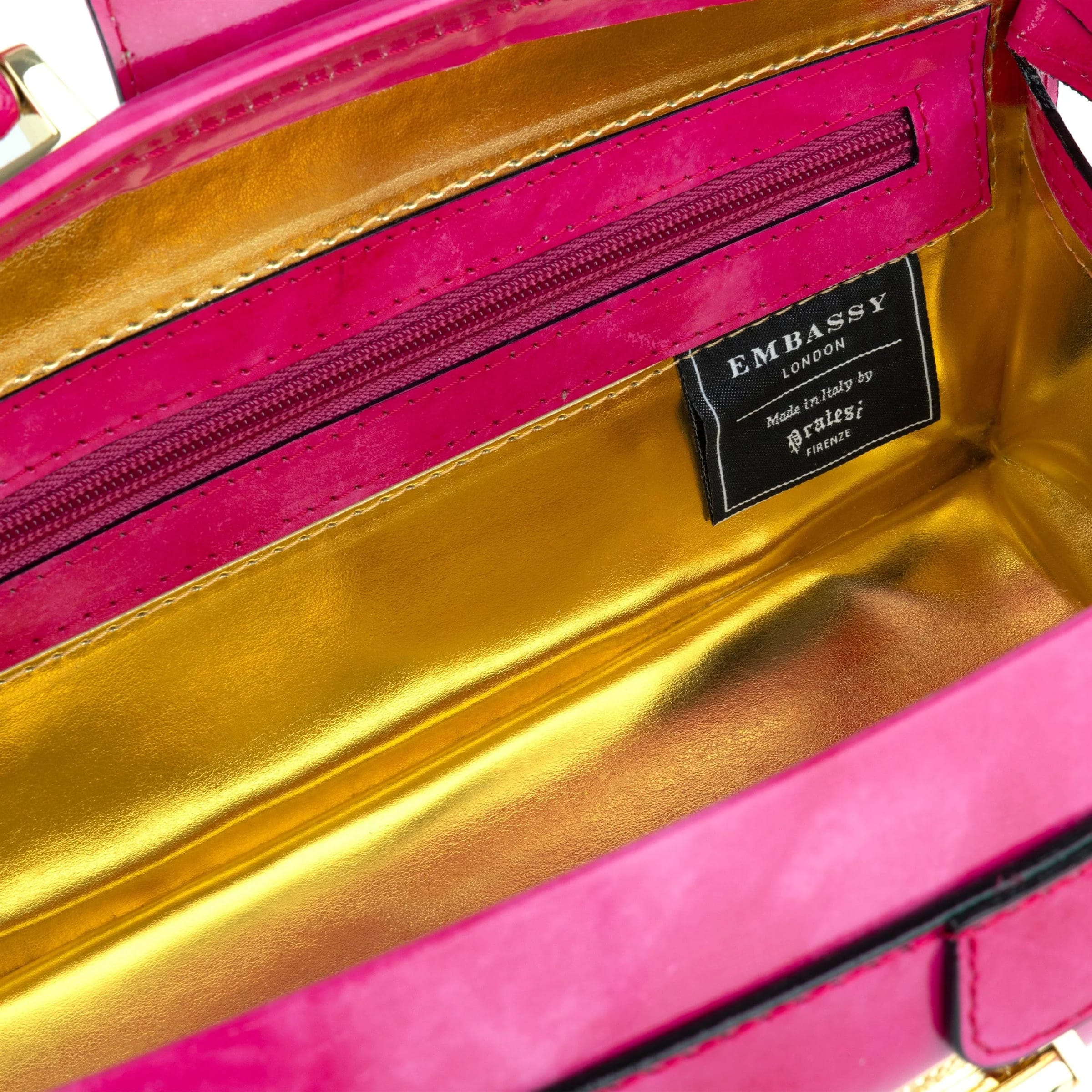 Gazelle - Pink - Top handle bag with key lock in pink smooth genuine leather