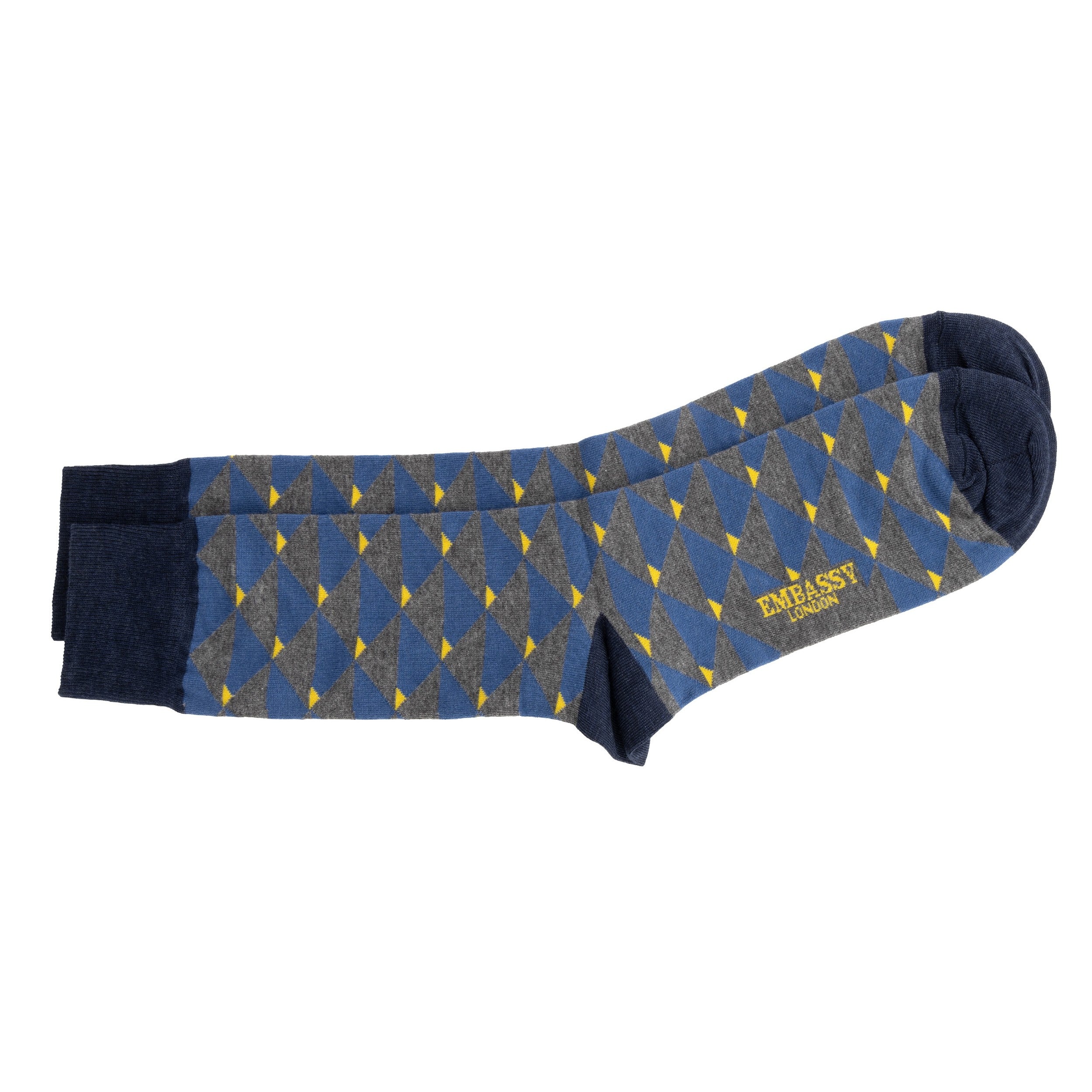 Toeblerone - Blue - Men's cotton crew socks size UK 6 to 12 in in blue