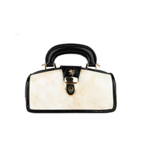 Gazelle Mini - White & Black - Women’s mini patent leather top handle & crossbody bag