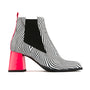 Claudia Mini - Zebra - Women's Italian leather square toe block heel chelsea boot