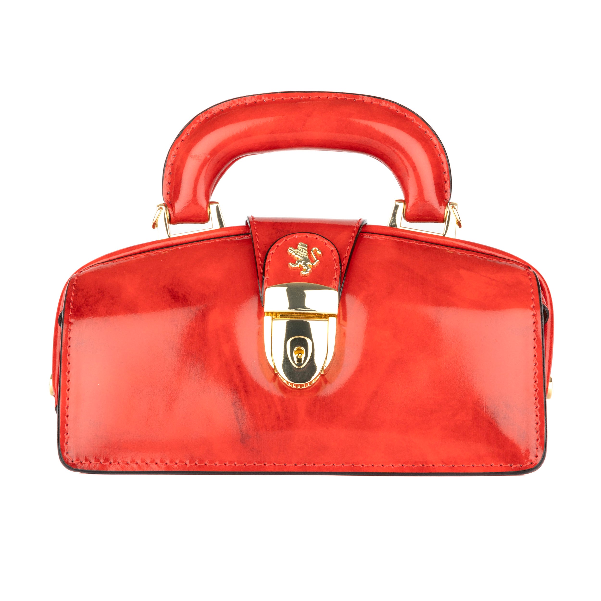 Gazelle Mini - Red - Mini red leather bag in gold tone hardware with LED light