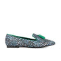 Aura - Green & Blue - Women's suede leather square toe tassel loafer