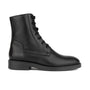 Didi Wool - Black - Women's leather lace-up and zip-up round toe combat boot
