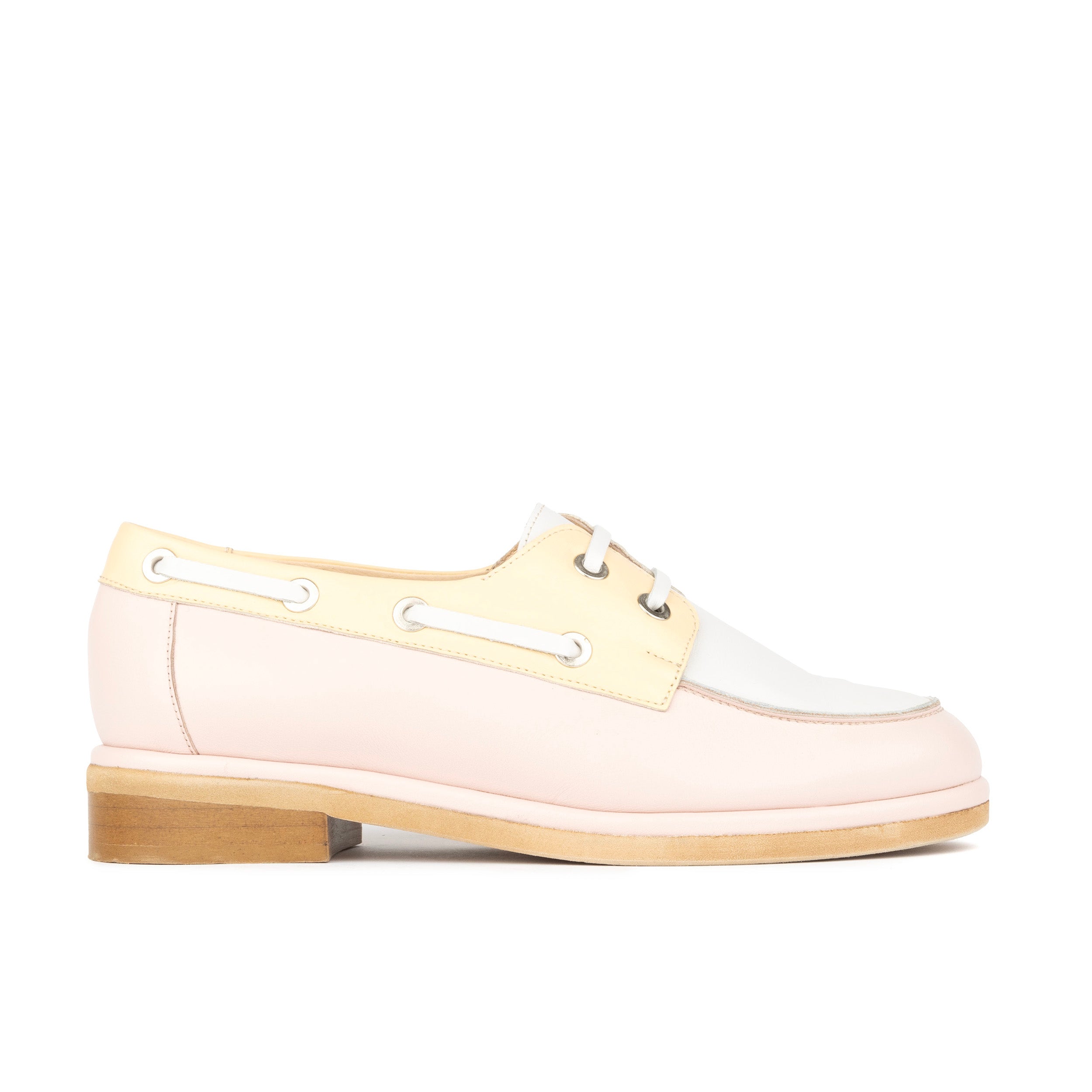 Boatie - Yellow & Cream & Pink - Women's Leather Boat Shoe