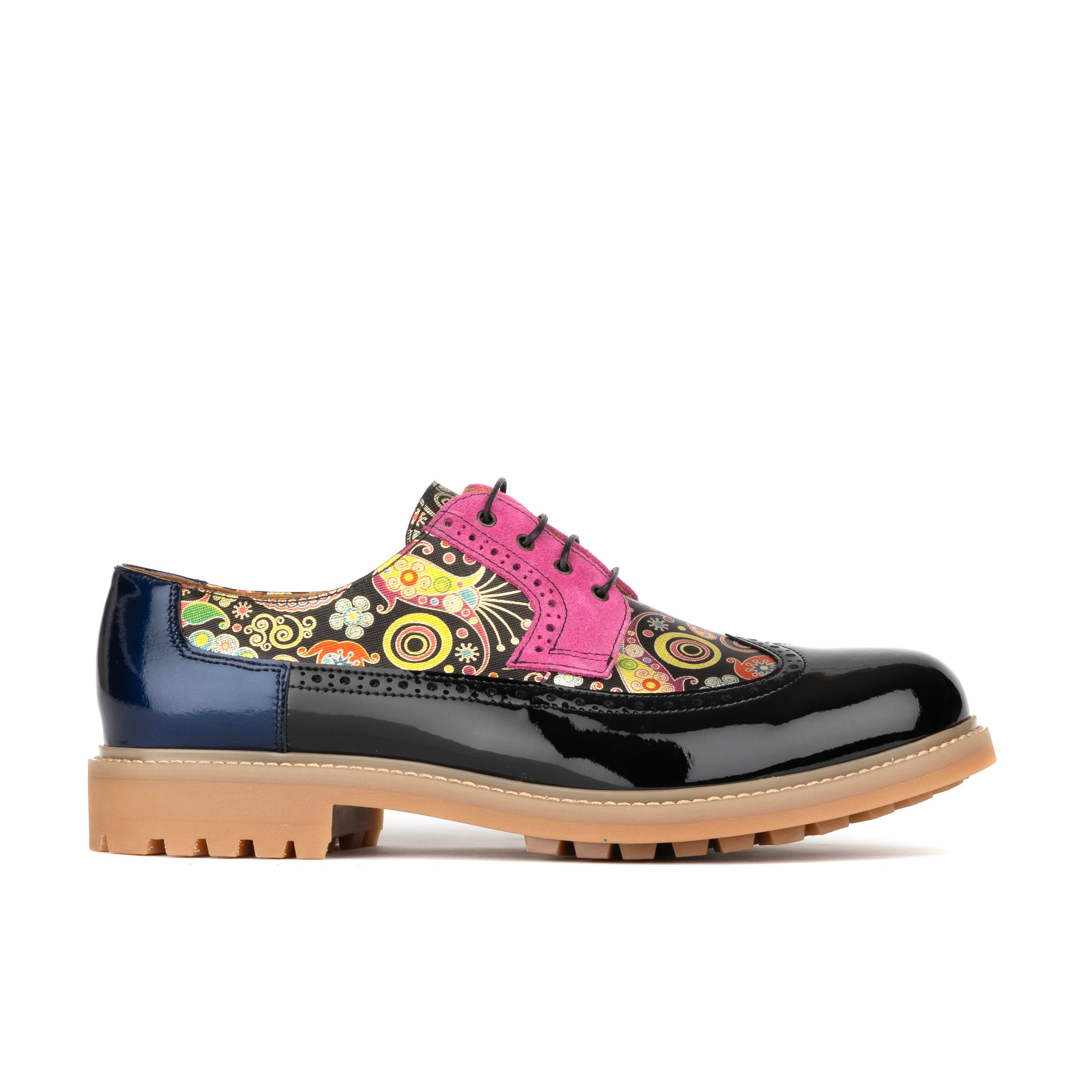 Cyclone Navy Pink Men s chunky platform sole leather shoe with bro