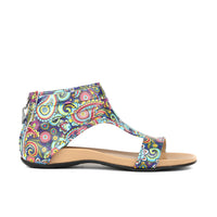Downtown - Festival Blue - Women's flat T-bar sandal with covered heel