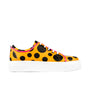 Camila - Orange Polka - Women's white platform sole leather trainer in polka dots