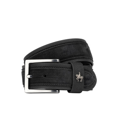 Victor - Black & Black - Men's Italian leather belt