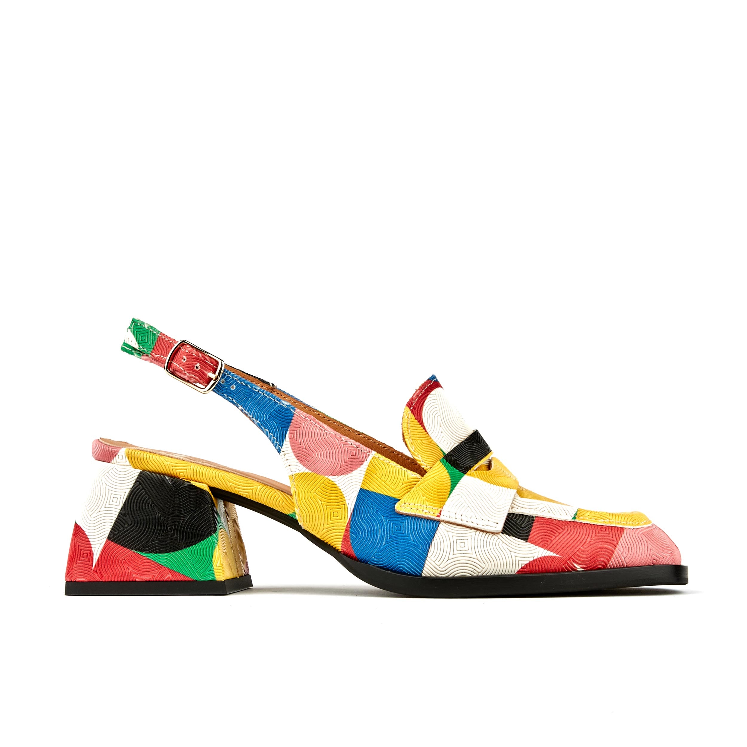 DIANA GROOVY - Women's square toe leather slingback in vibrant colours