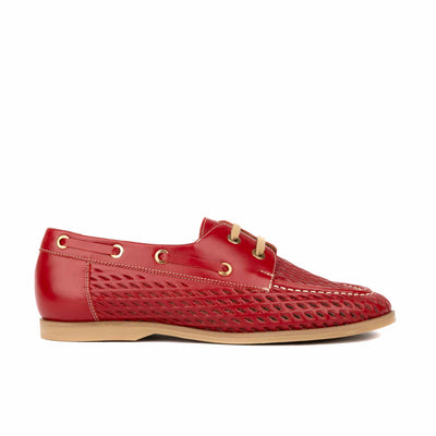 Row Your Boat - Red - Women's Leather Boat Shoes