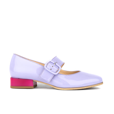 Bliss - Lavender & Rose - Women's block heel square toe patent leather Mary-Jane