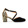 Dannii - Black & Gold Stripes - Women's leather closed-toe block heel with gold foil details