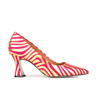 Sophia Hollywood - Pink & Gold Stripes - Women’s gold foil zebra stripe Pointed Pump