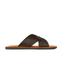 Port - Dark Brown - Men's criss cross lstraps leather sandal in brown