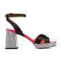 Long Beach - Flamingo - Women's platform block heel sandal with criss cross straps