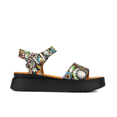 AMALFI -  NAVY PINK - Women's 1.3 inch flatform colourful strappy leather sandal