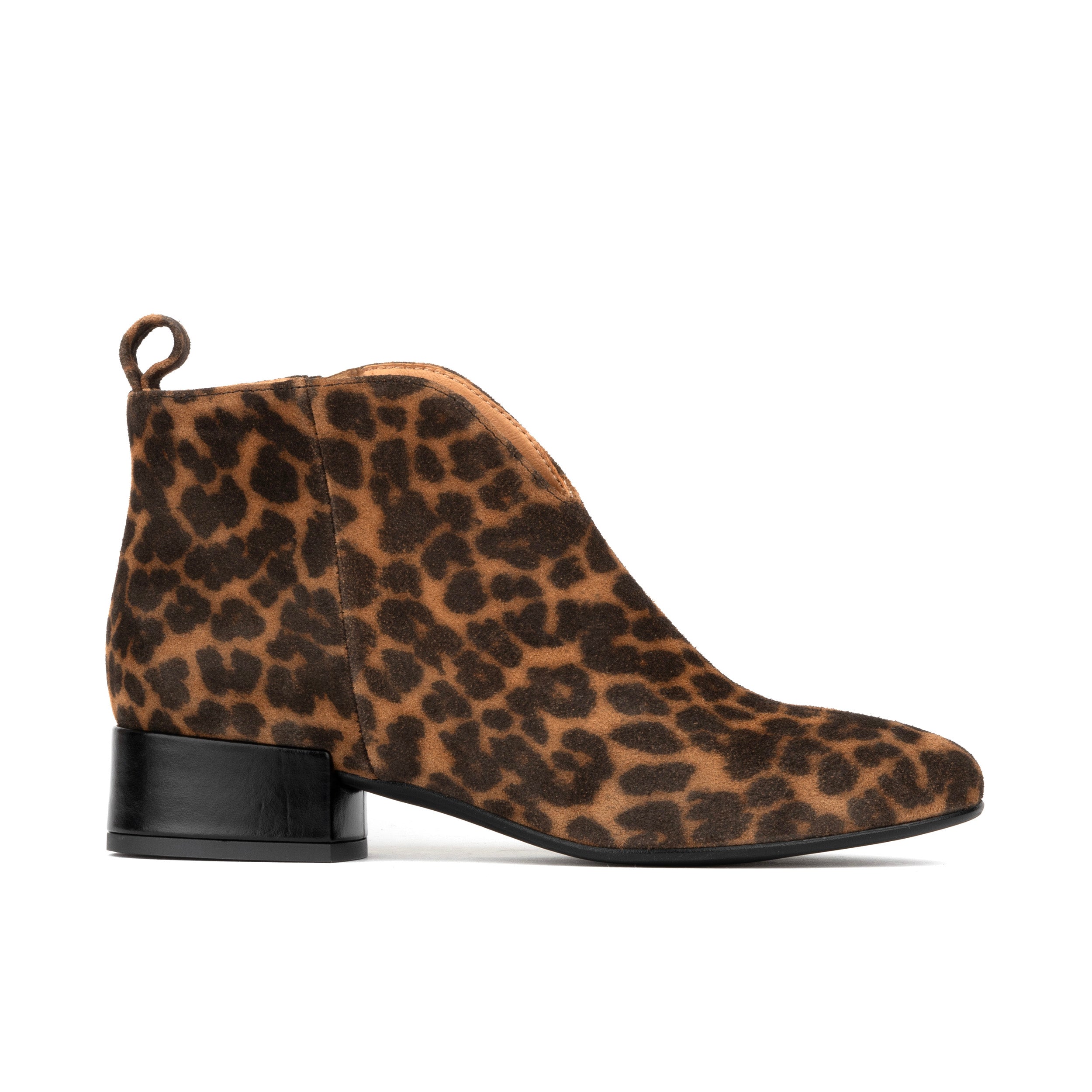 Iris - Leopard - Women's leopard print nubuck leather ankle boot with zip