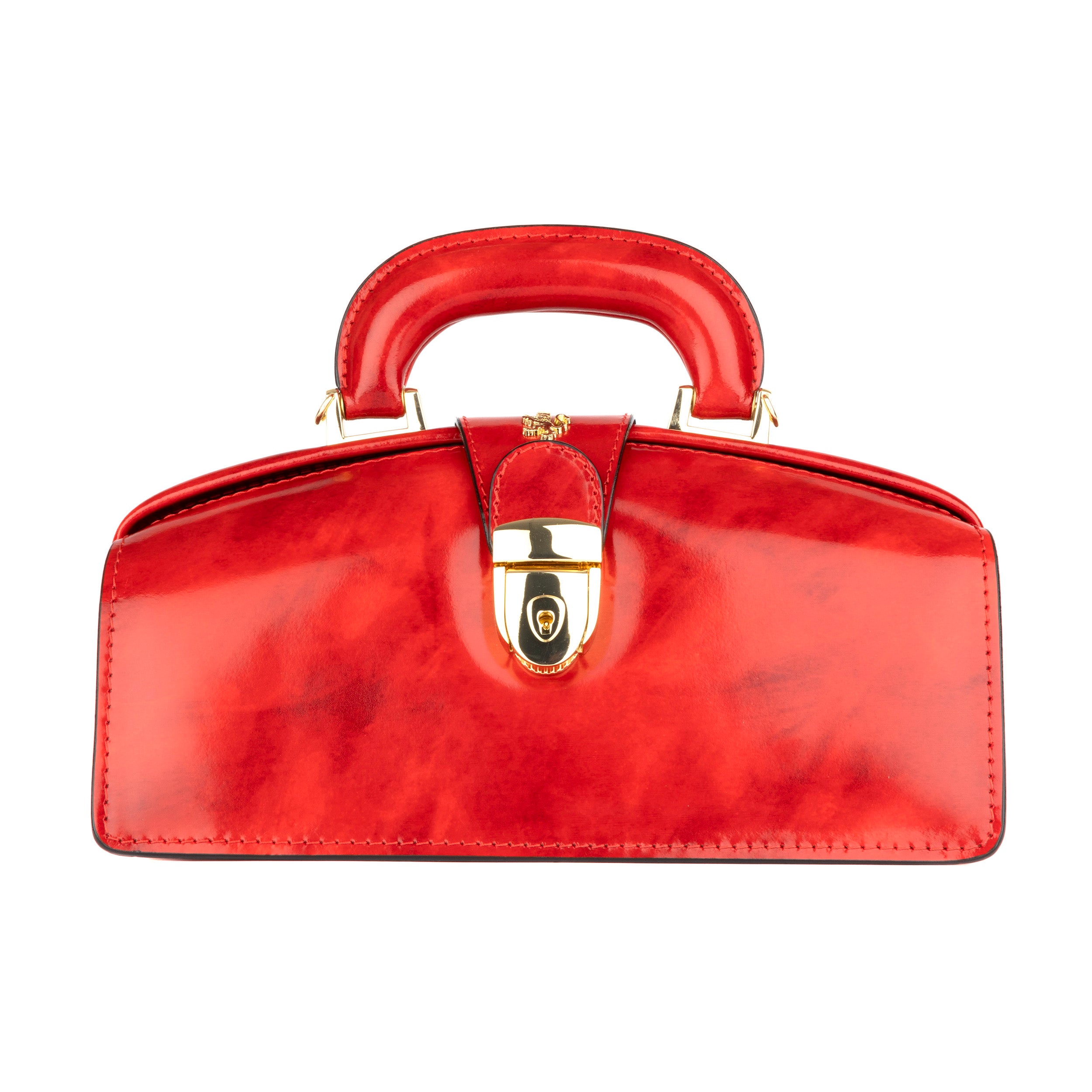 Gazelle - Red - Top handle Italian leather bag with gold tone hardware