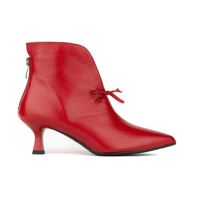 Regent - Red - Women's Leather Ankle Boot with kitten heel