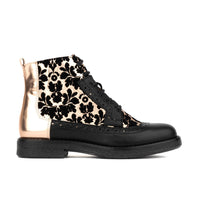 Hatter - Black Rose Gold - Women's Italian leather higher ankle boot with rubber sole