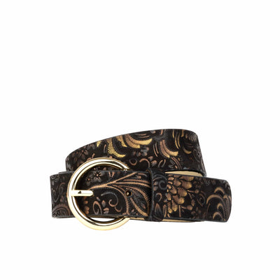 Emma - Black & Gold - Women's Italian leather belt