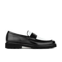 Sunkin - Black & White - Men's leather woven slip-on loafer