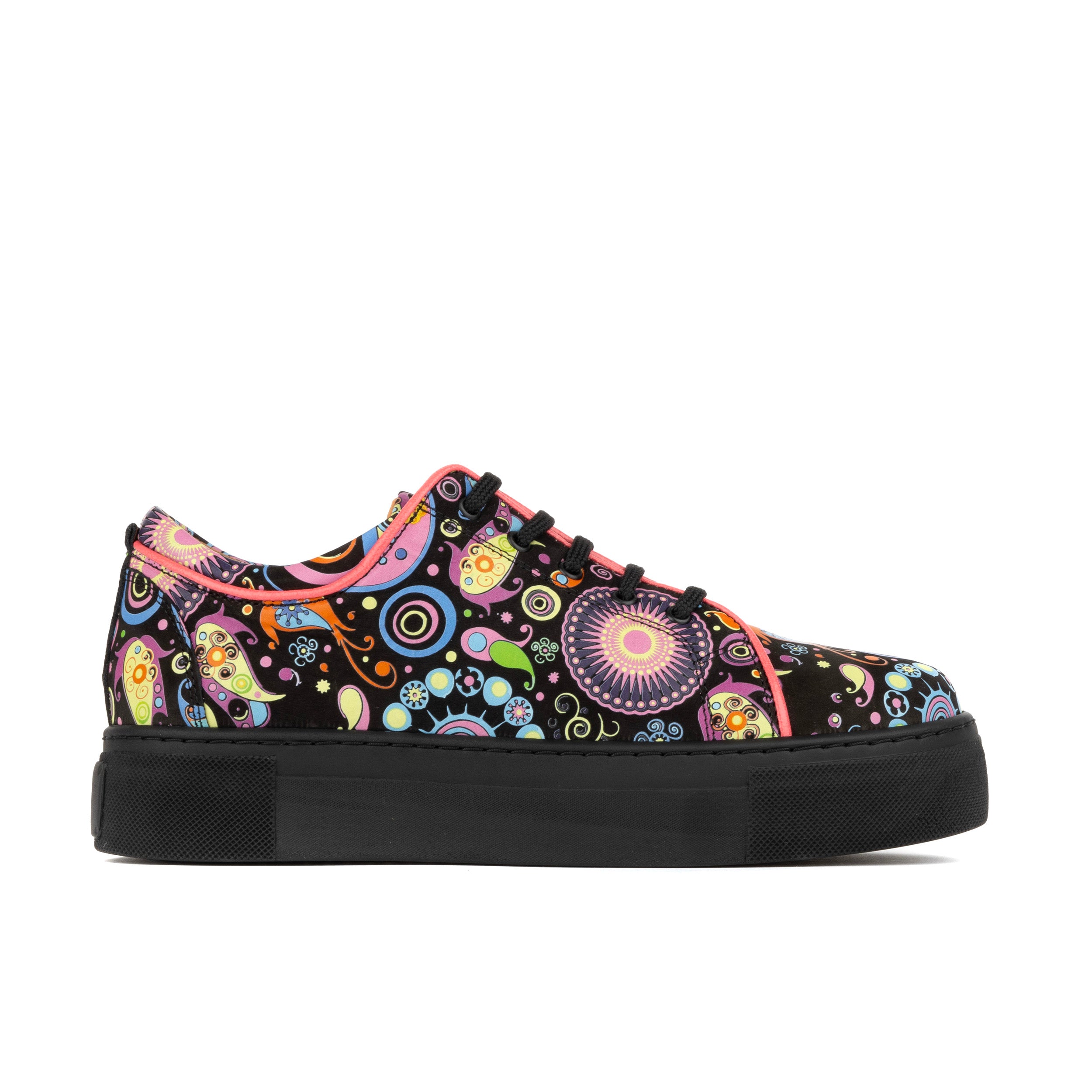 CAMILA UNIVERSE - Women's soft leather trainer with chunky black platform