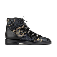 Hedera - Black & Grey & Gold - Women's Suede Alpine Boot