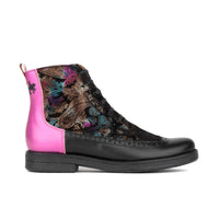 Hatter - Dark Winter Foil & Pink - Women's Leather Ankle Lace-up Boot