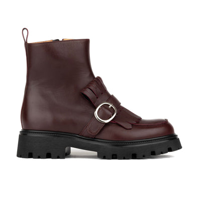 Dominus - Burgundy - Fringed Monk Strap Ankle Boot