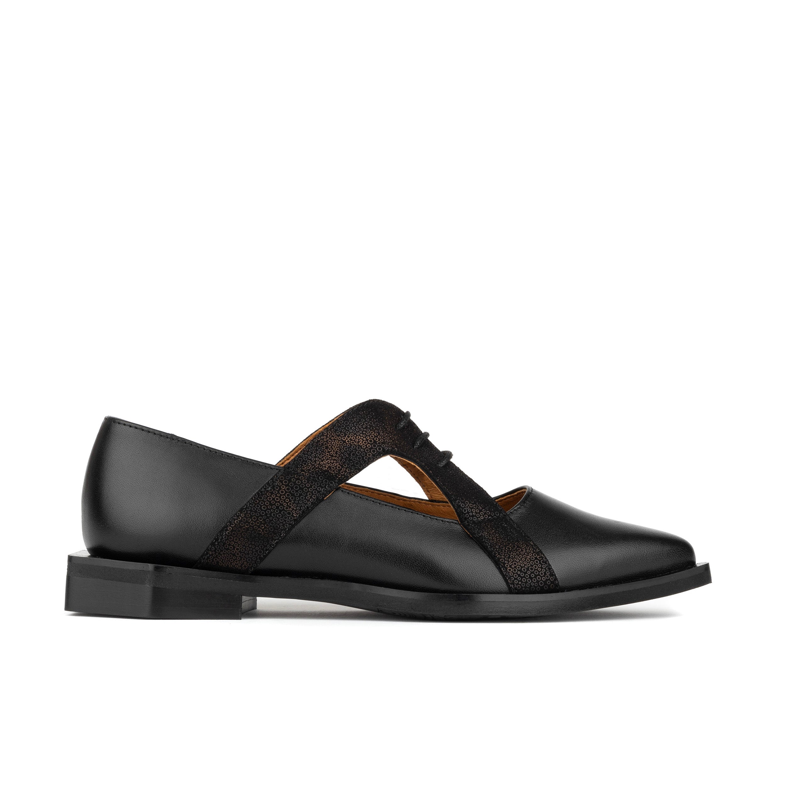 Harlowe - Black - Women's cutout leather lace up shoe