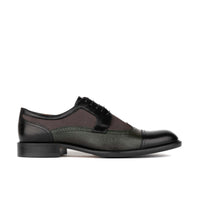 Orlando - Grey, Black & Green - Men's Leather & Suede Oxford