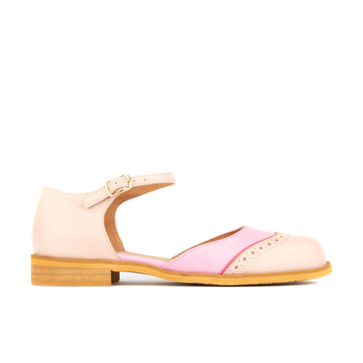 Gigot - Pink & Pastel - Women's closed heel round toe leather flat sandal
