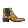 Texas - Black & Orange Snake - Women's Leather Snake Print Western Boot